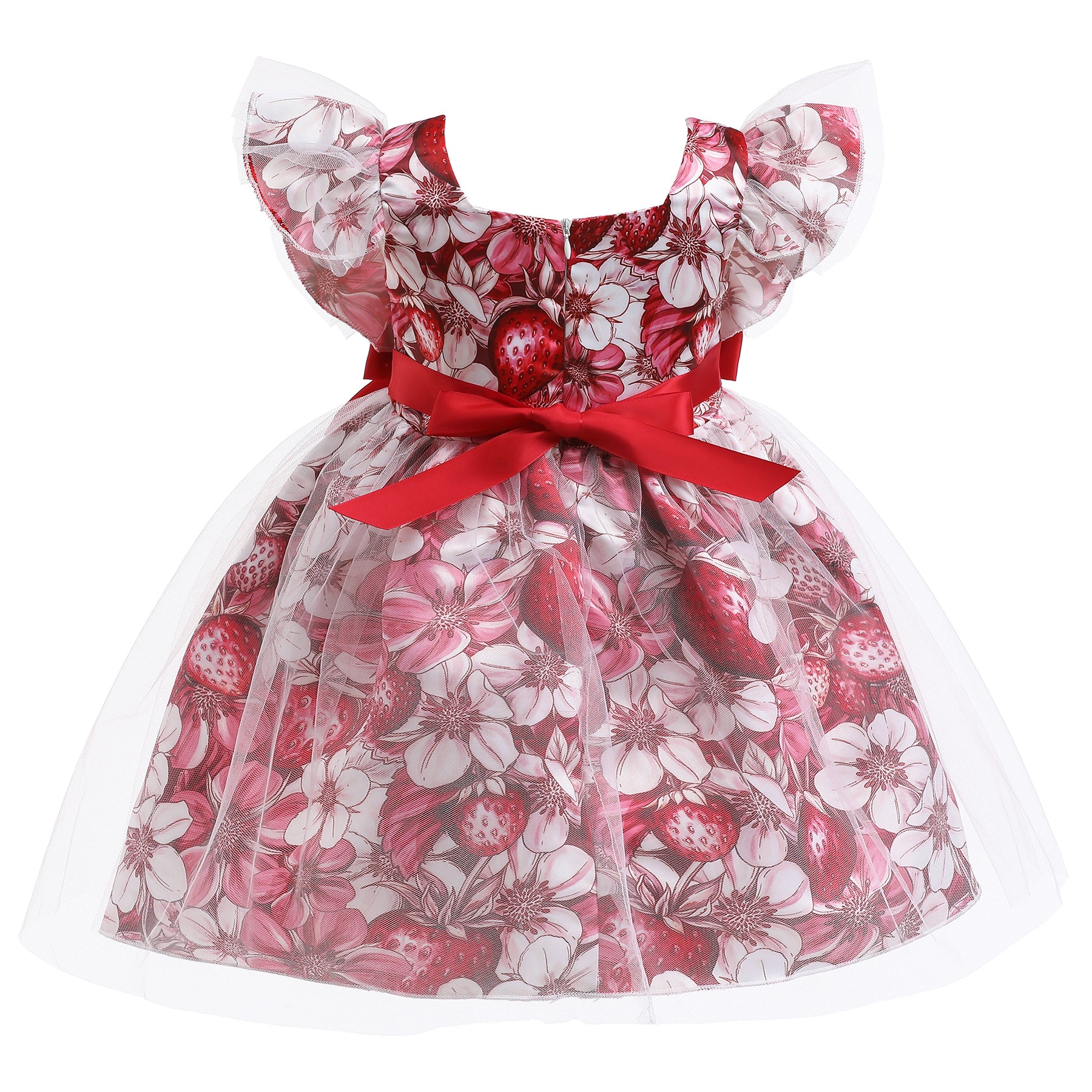 Floral Printed Flutter Sleeve Cotton Fit & Flare Dress