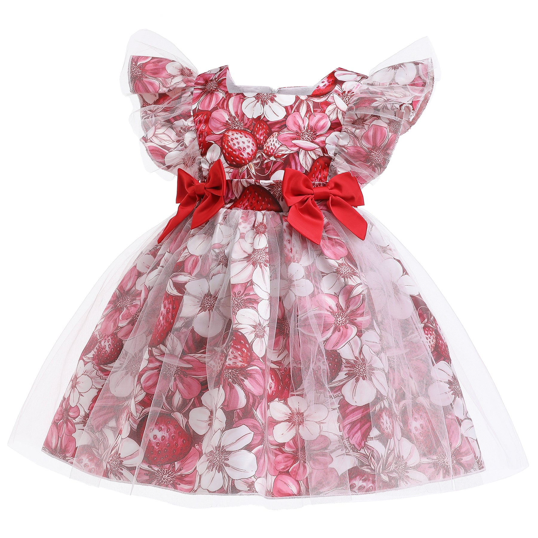 Floral Printed Flutter Sleeve Cotton Fit & Flare Dress