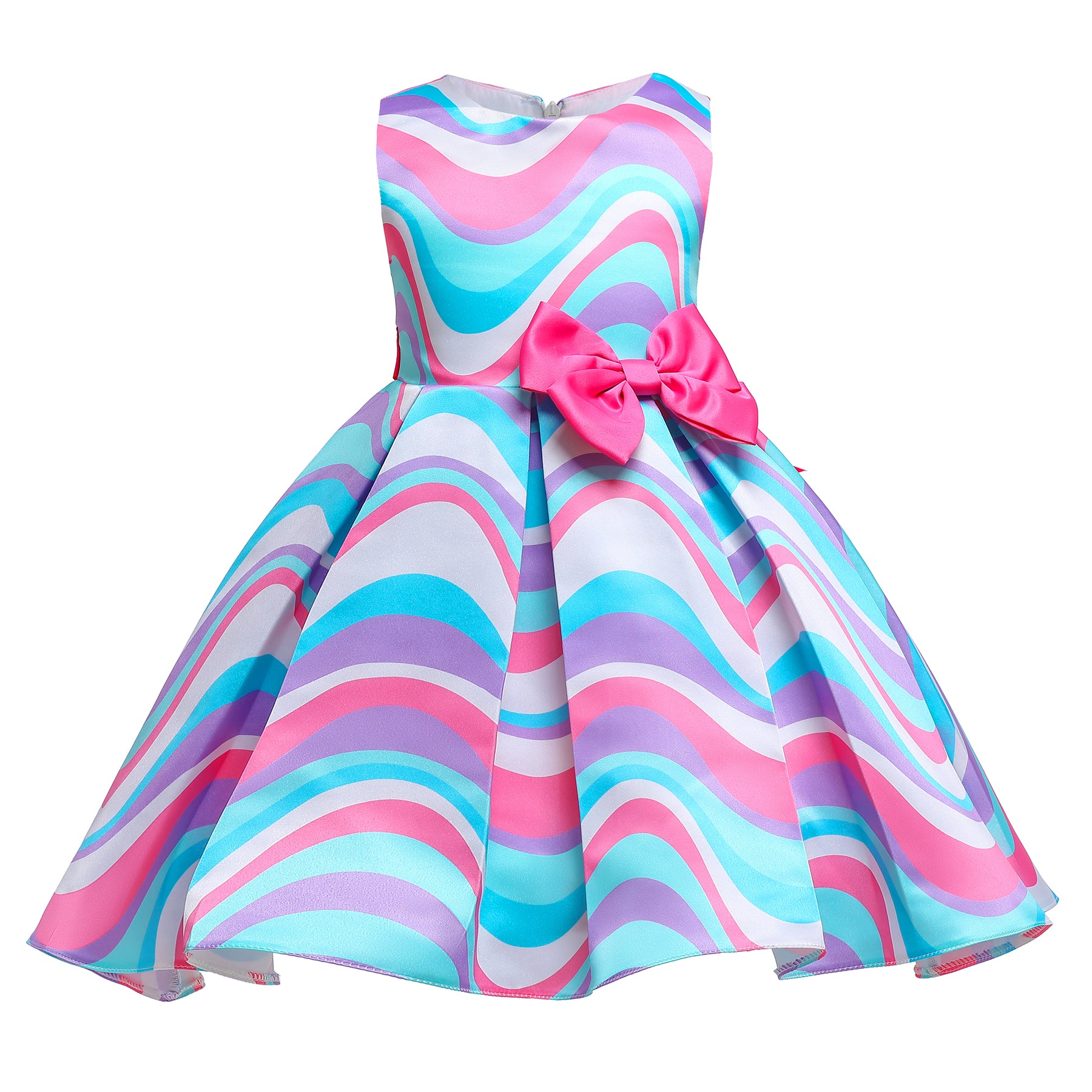 Girls Abstract Printed Fit & Flare Cotton Dress