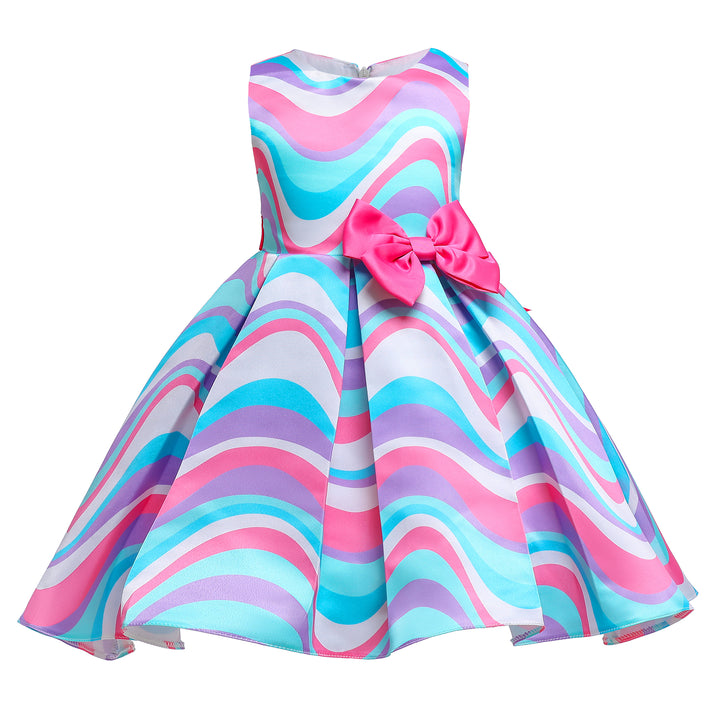 Girls Abstract Printed Fit & Flare Cotton Dress