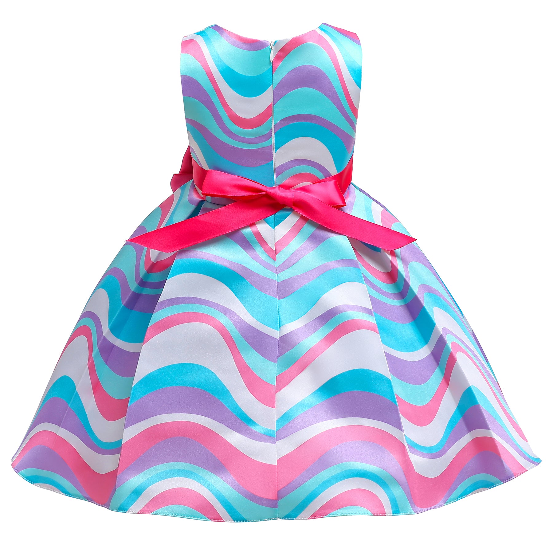 Girls Abstract Printed Fit & Flare Cotton Dress