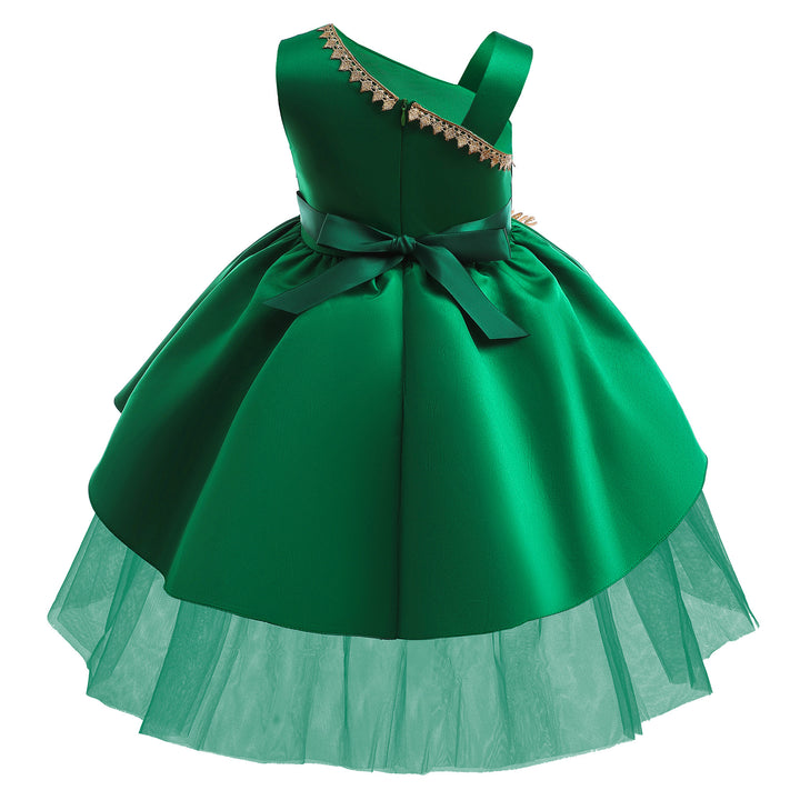 Green Floral Applique Fit & Flare Maxi Dress
