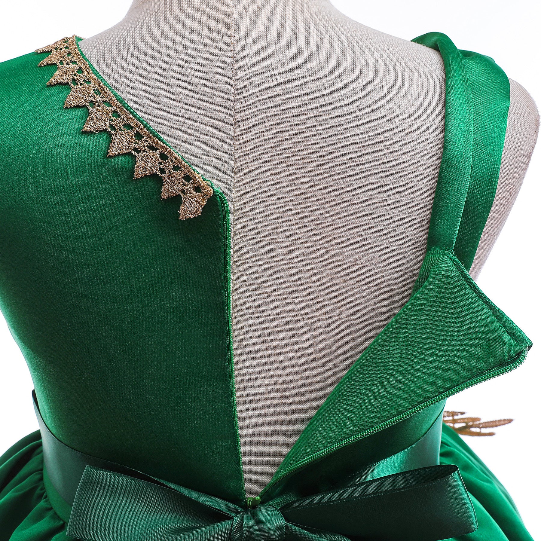 Green Floral Applique Fit & Flare Maxi Dress