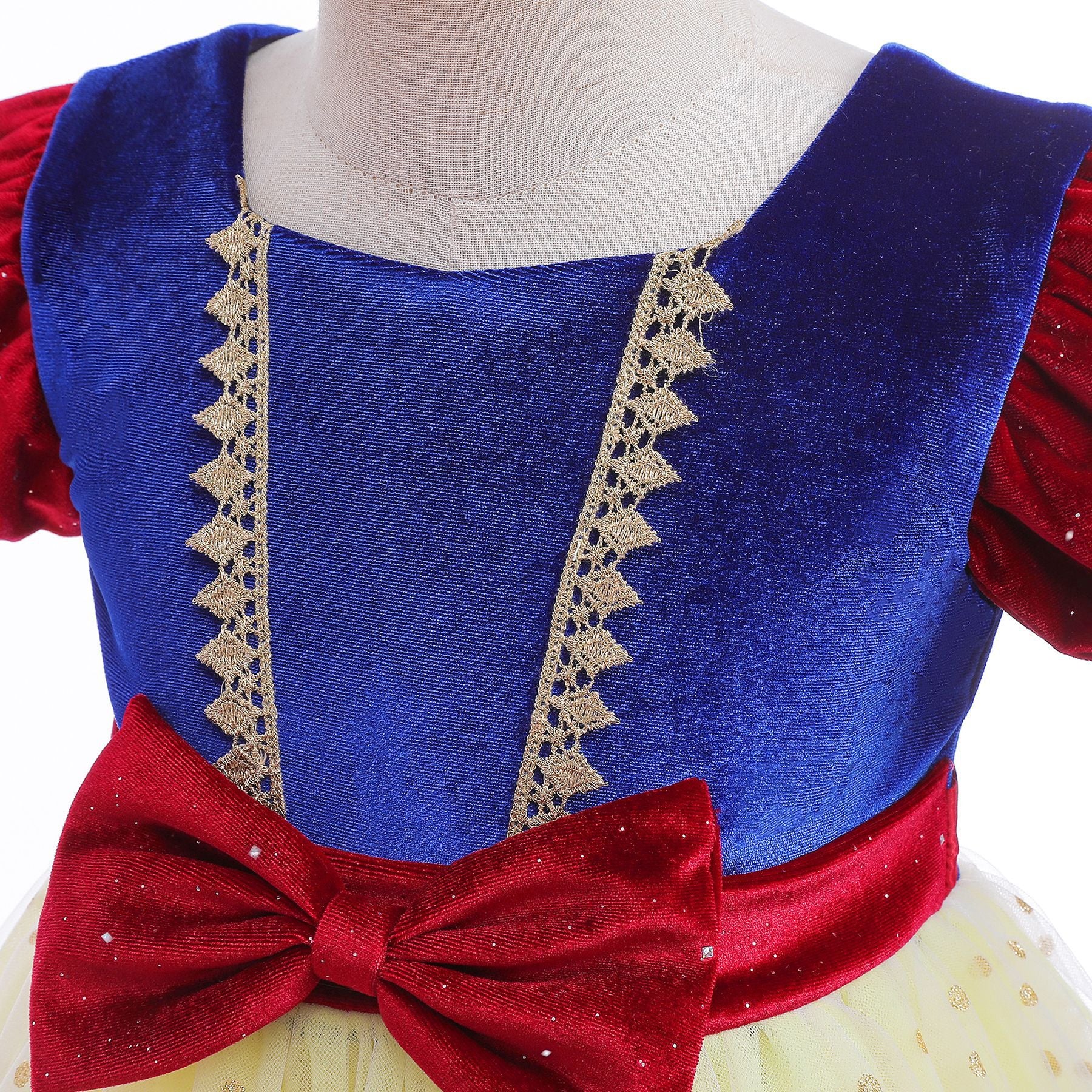 Girls Yellow Cotton Puff Sleeve Applique Fit & Flare Dress