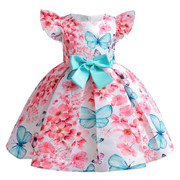 Girls Floral Printed Balloon Dress