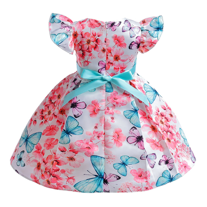 Girls Floral Printed Balloon Dress