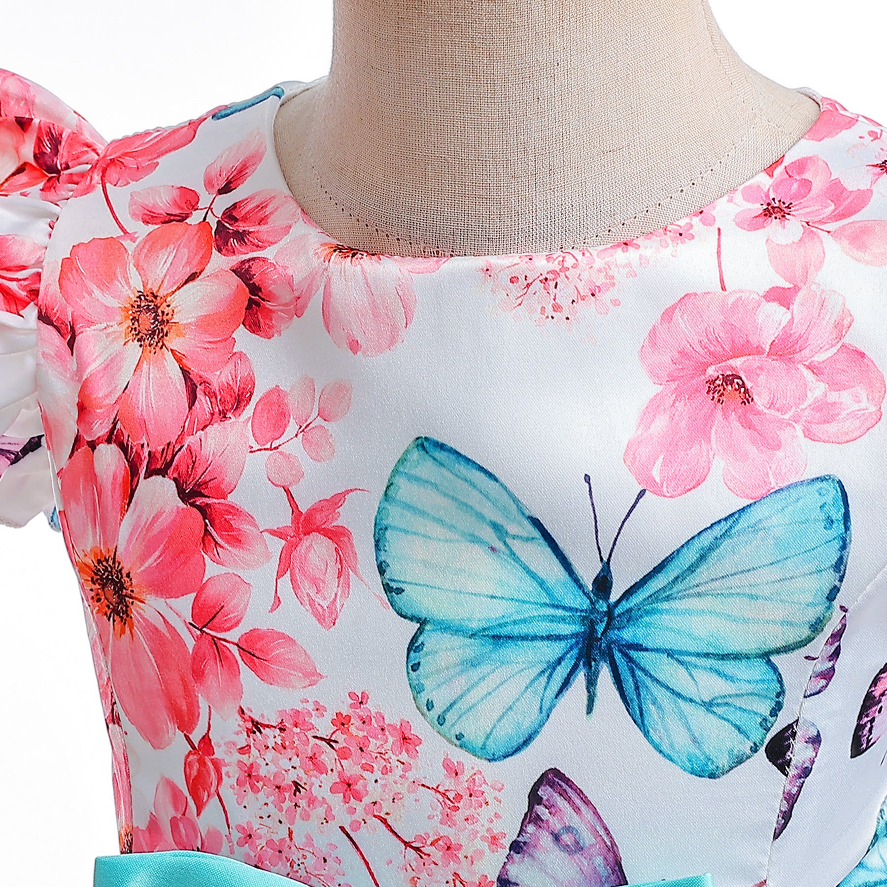 Girls Floral Printed Balloon Dress
