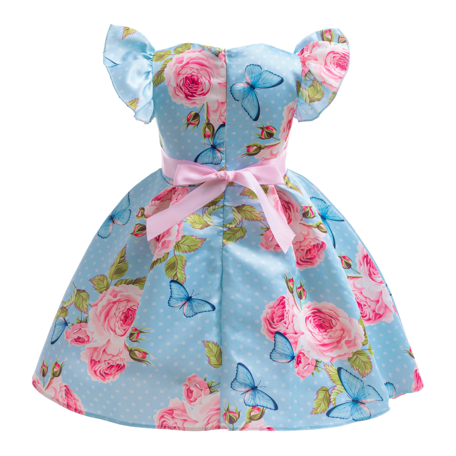 Floral Print Flutter Sleeve Fit & Flare Dress