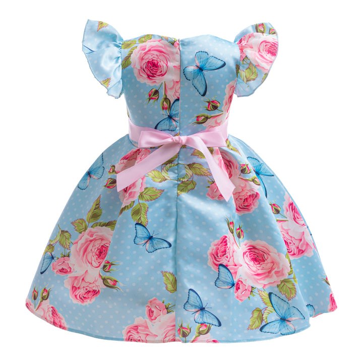 Floral Print Flutter Sleeve Fit & Flare Dress