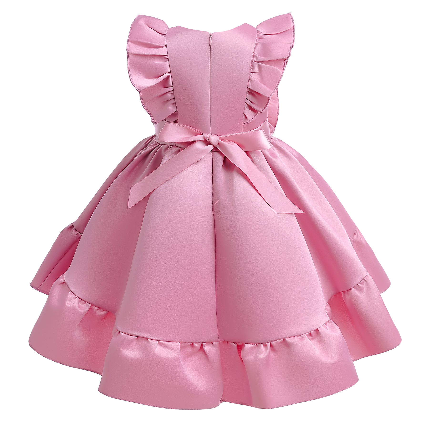 Girls Pink Ruffles Fit & Flare Cotton Dress