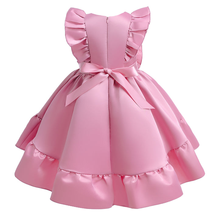 Girls Pink Ruffles Fit & Flare Cotton Dress