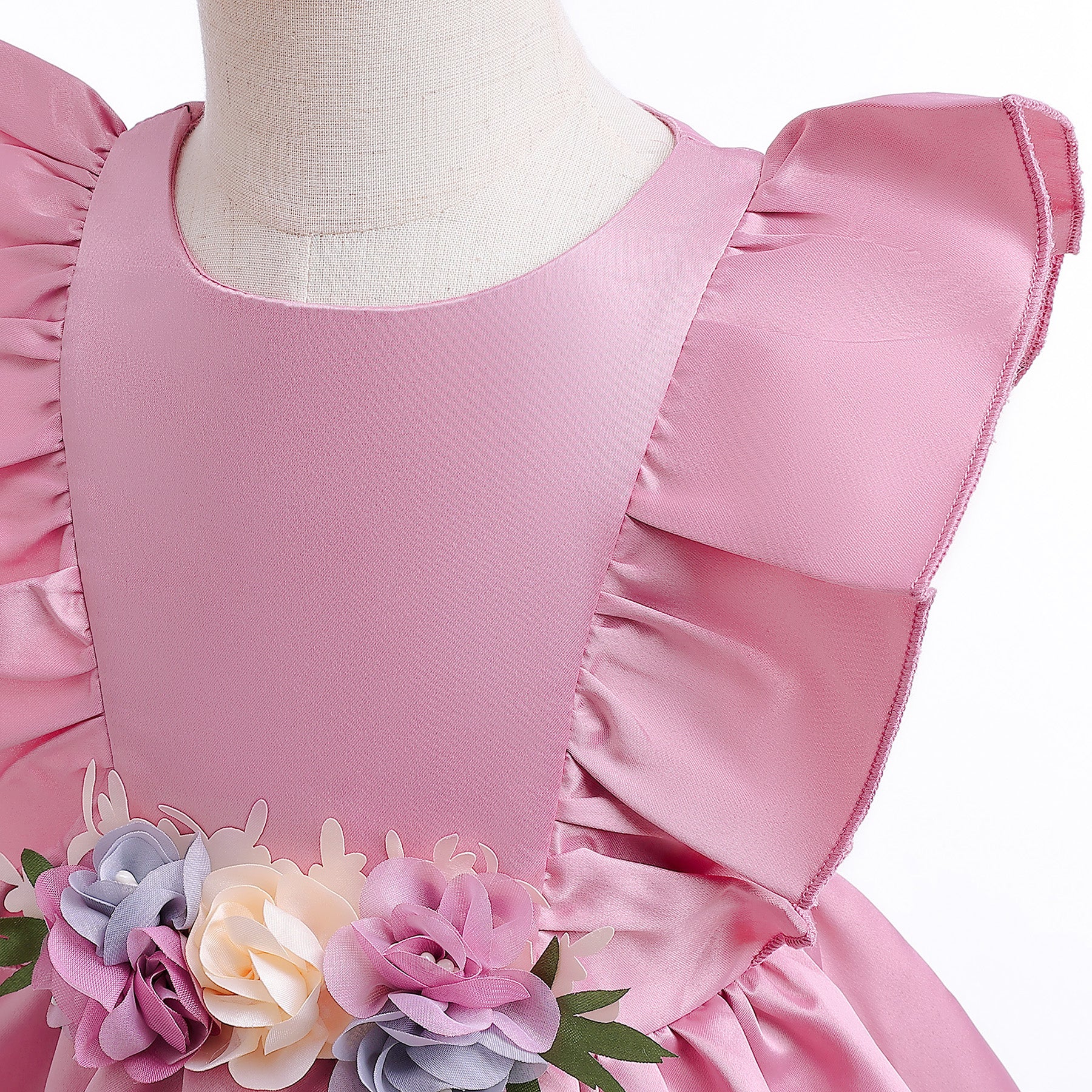 Girls Pink Ruffles Fit & Flare Cotton Dress