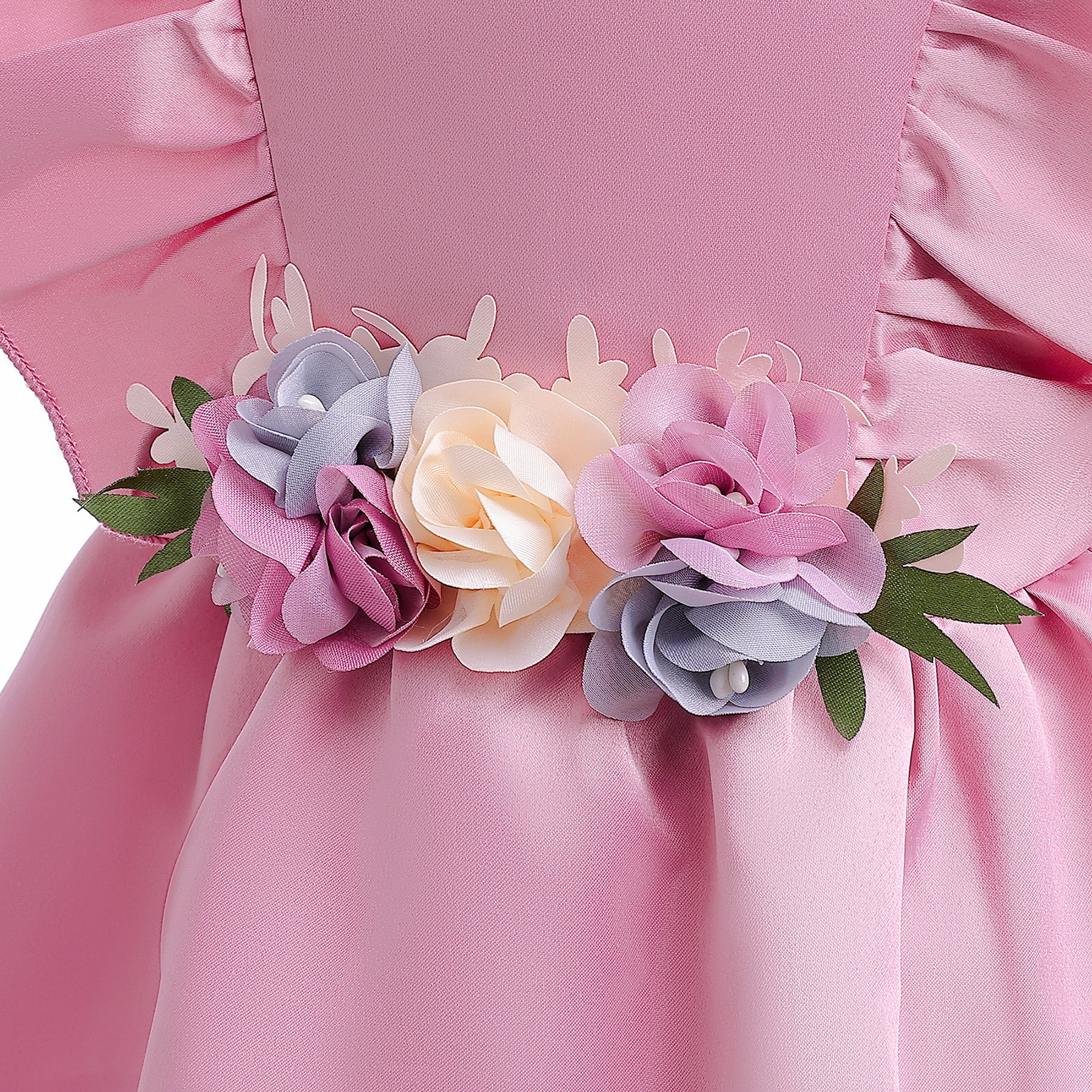 Girls Pink Ruffles Fit & Flare Cotton Dress