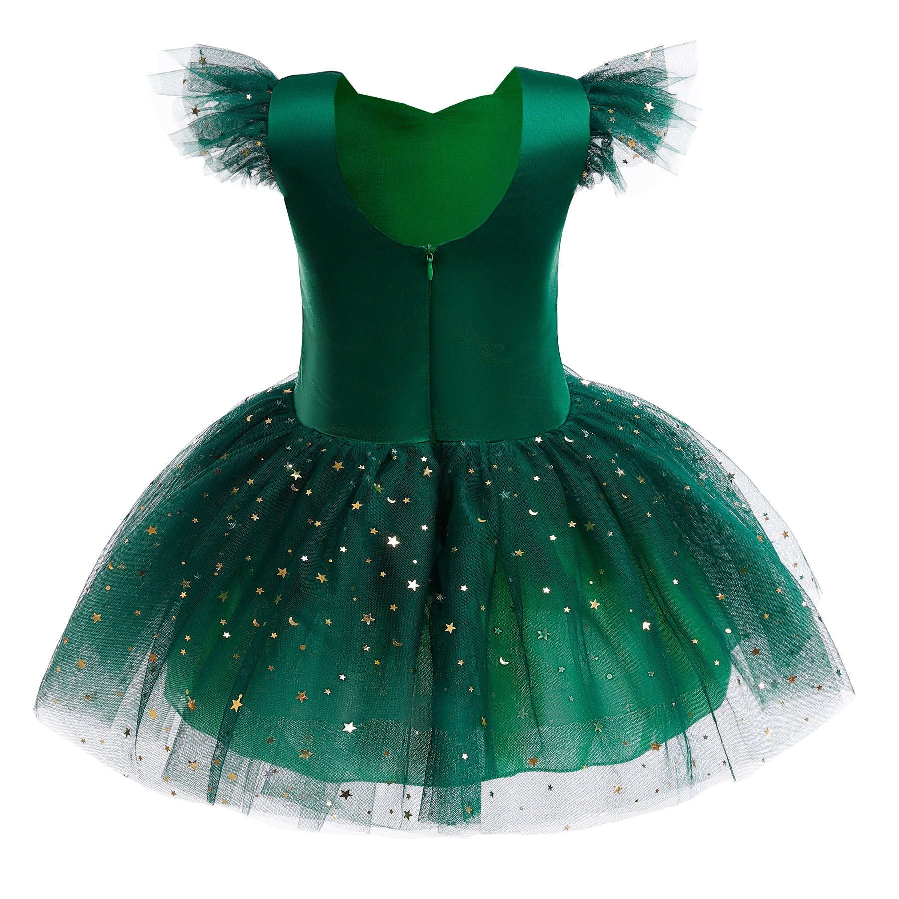 Girls Green Floral Embroidered Sweetheart Neck Fit & Flare Dress