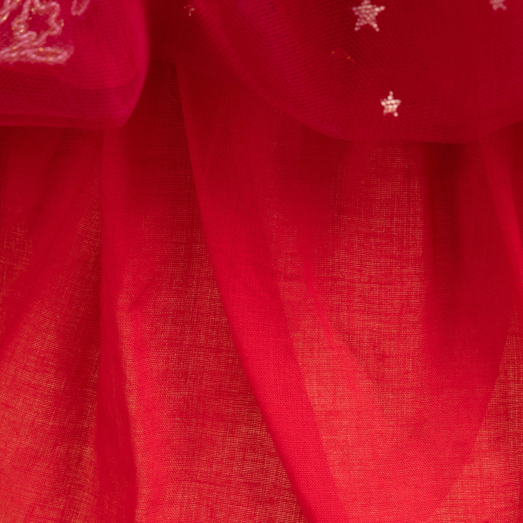 Girls Red Floral Embellished Gathered Detailed Fit & Flare Dress