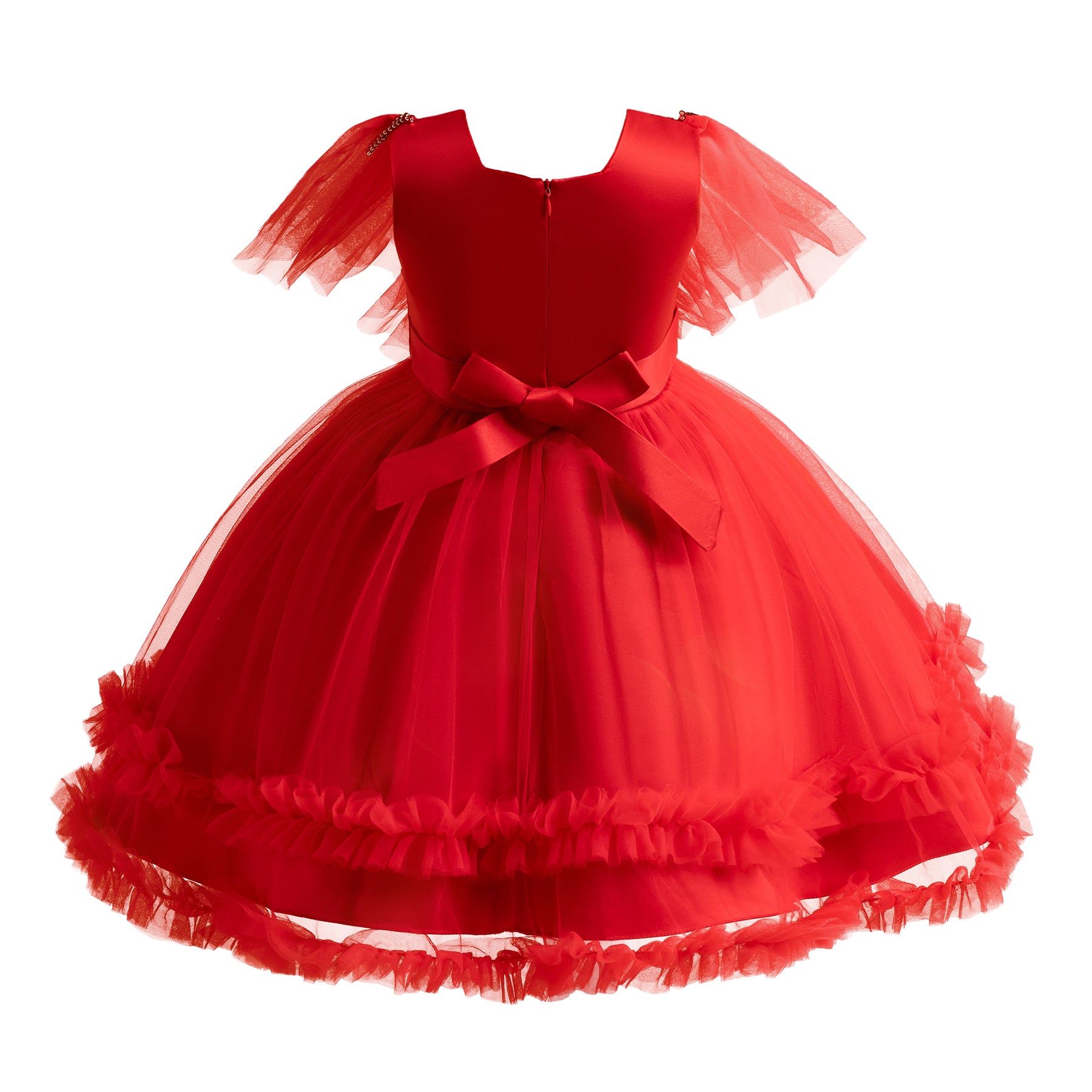 Red Ruffled Balloon Mini Dress