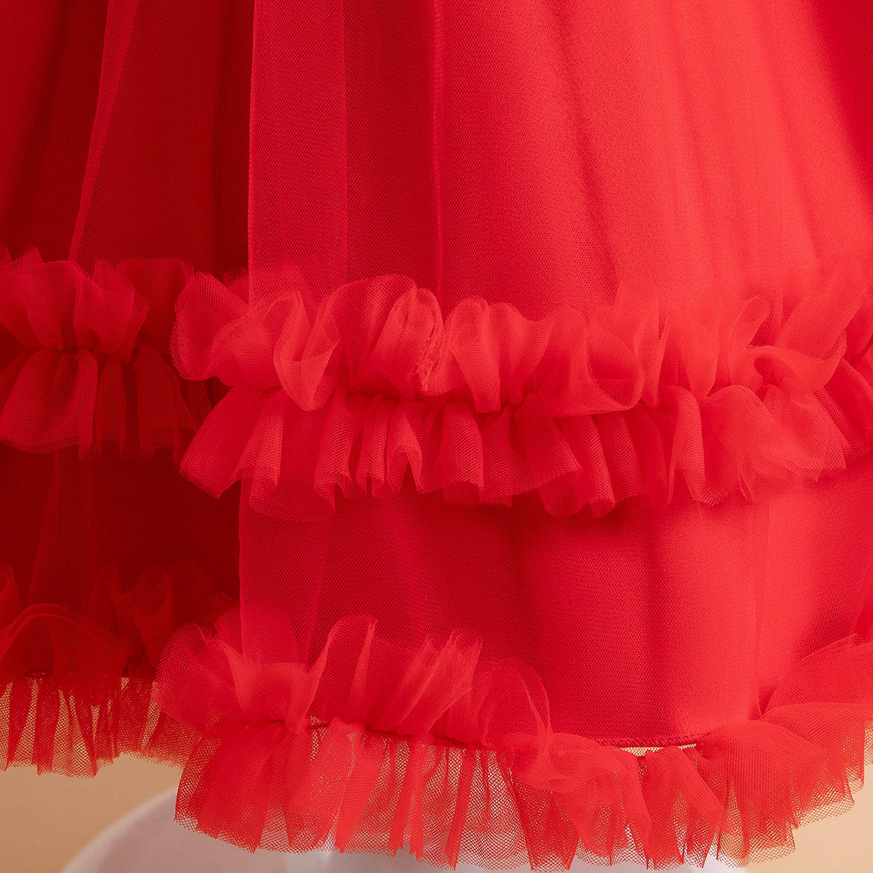 Red Ruffled Balloon Mini Dress