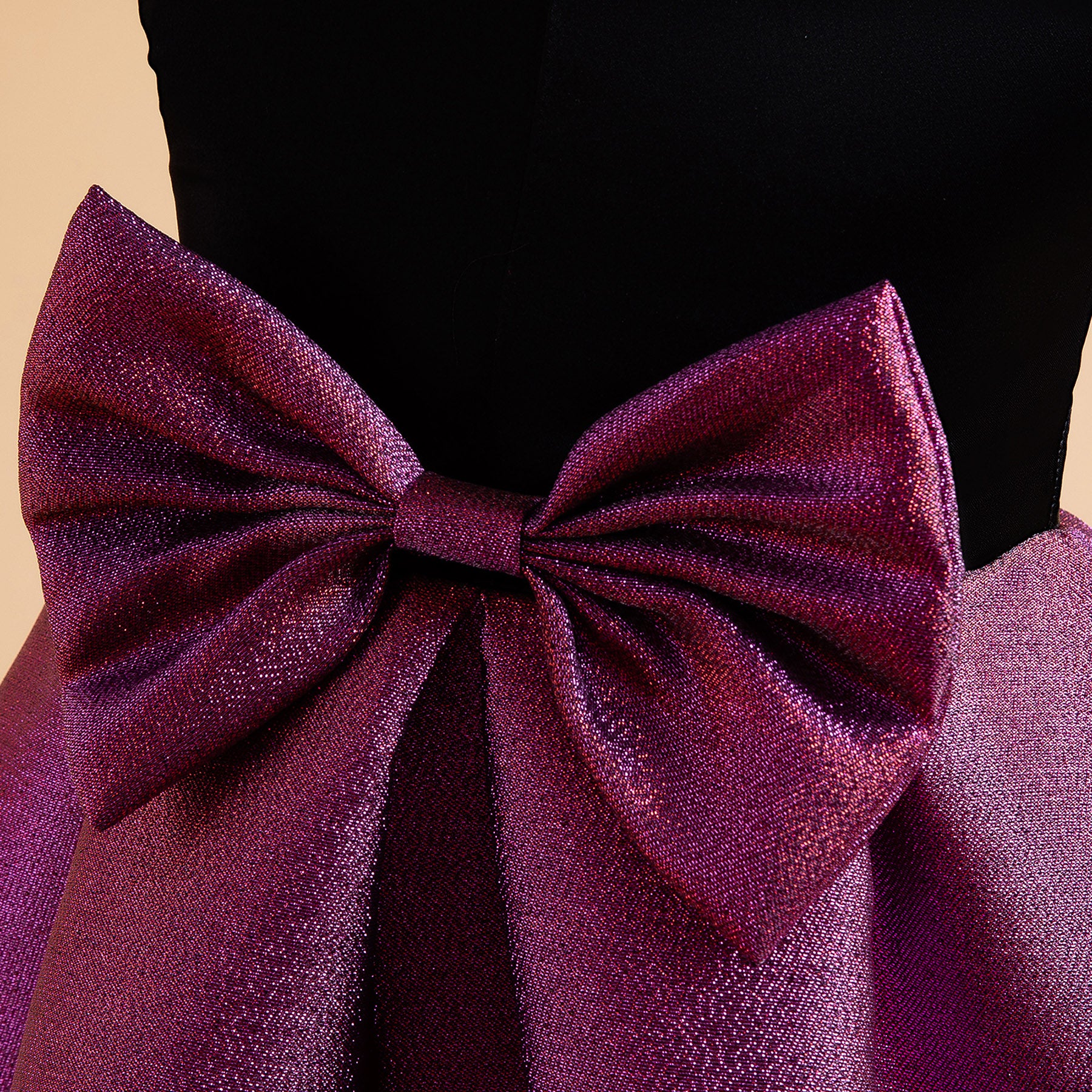 Girls Purple One Shoulder Shoulder Straps Bow Detail Fit & Flare Dress