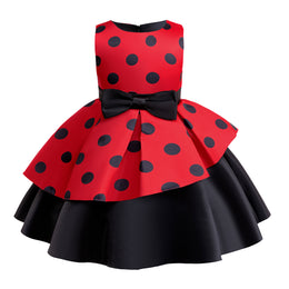 Girls Polka Dot Printed Balloon Dress