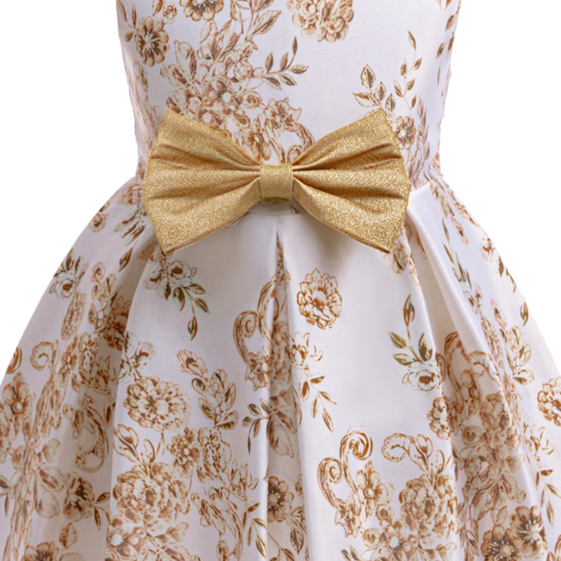 Girls Floral Printed Fit & Flare Midi Dress