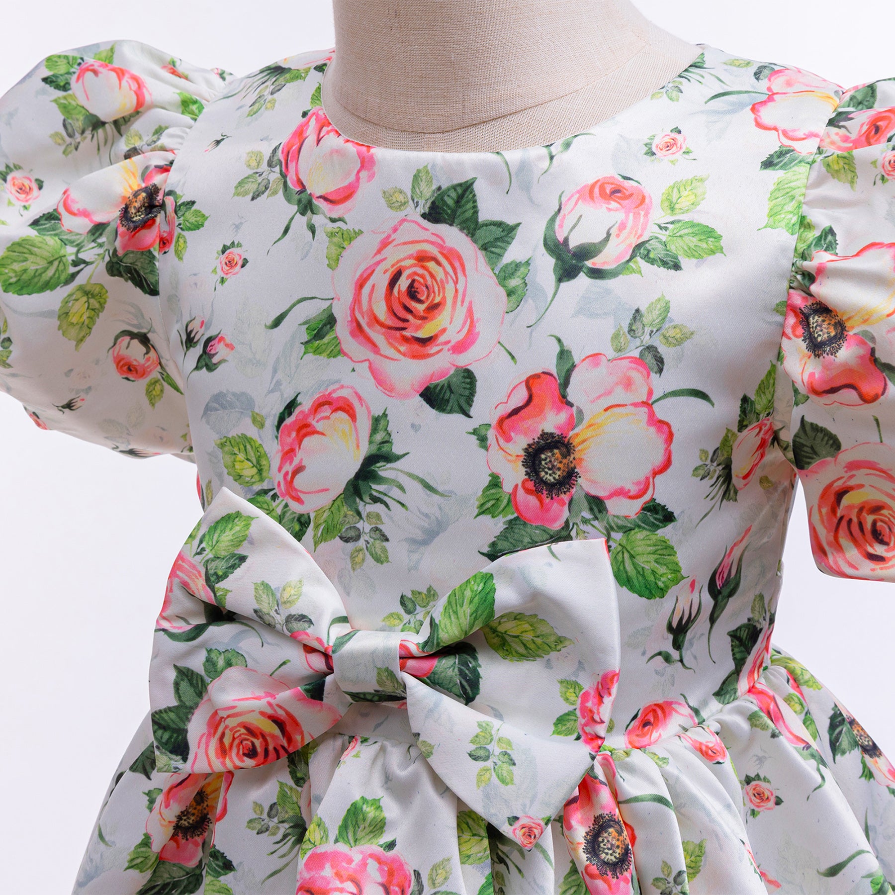 Girls Floral Print Fit & Flare Midi Dress