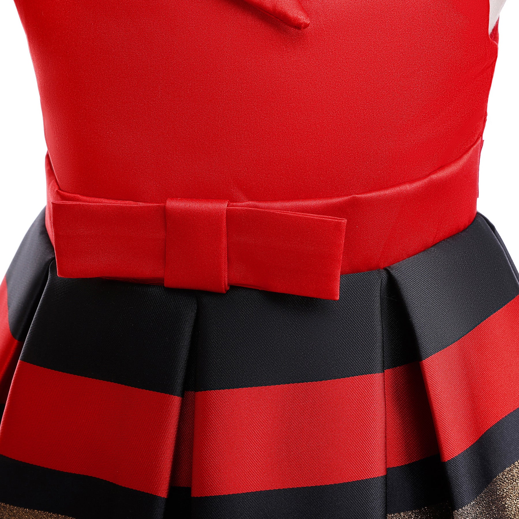 Girls Red Striped Fit & Flare Cotton Dress