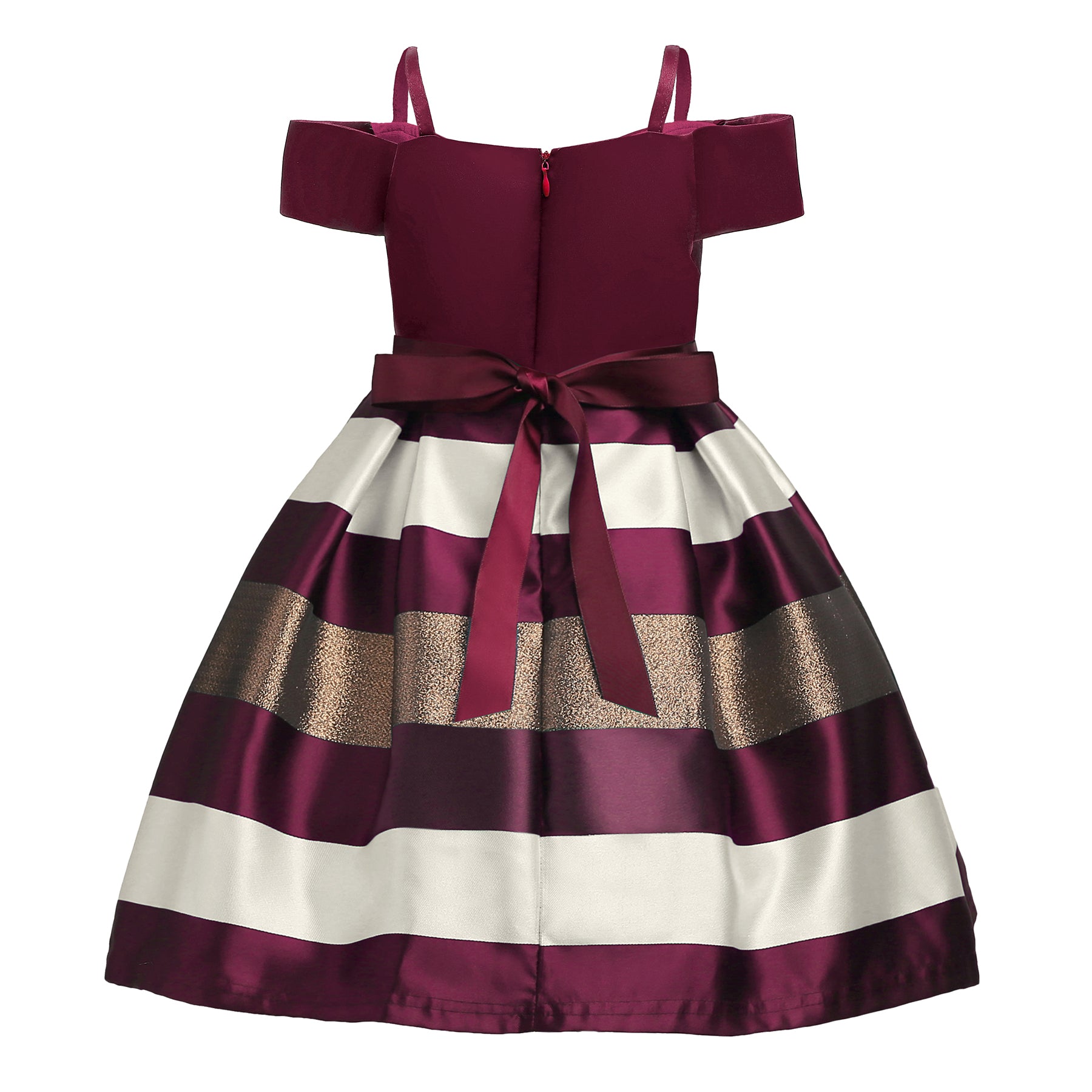 Girls Colourblocked Shoulder Strap Fit & Flare Dress