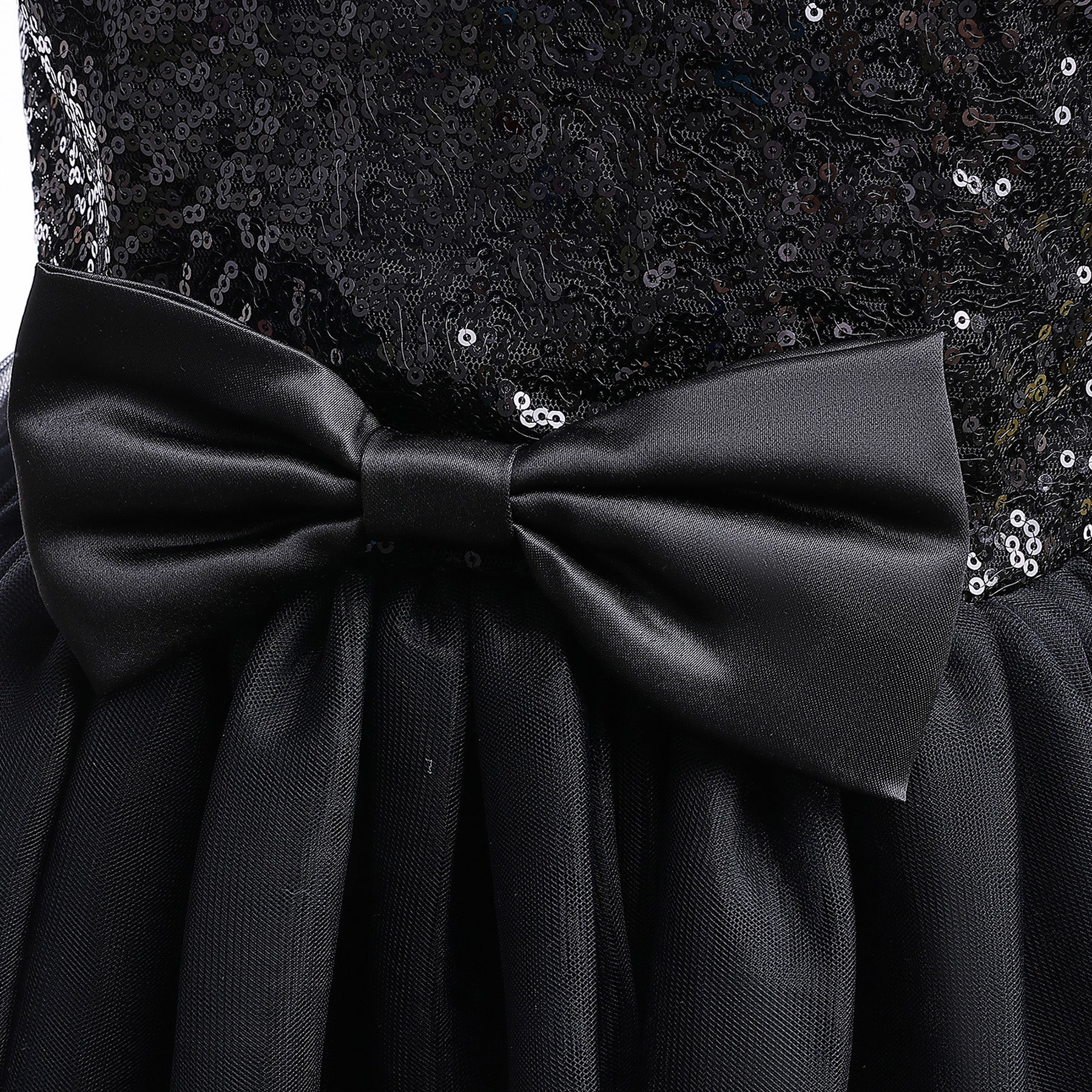 Black Embellished Round Neck Flutter Sleeves Fit & Flare Maxi Dress