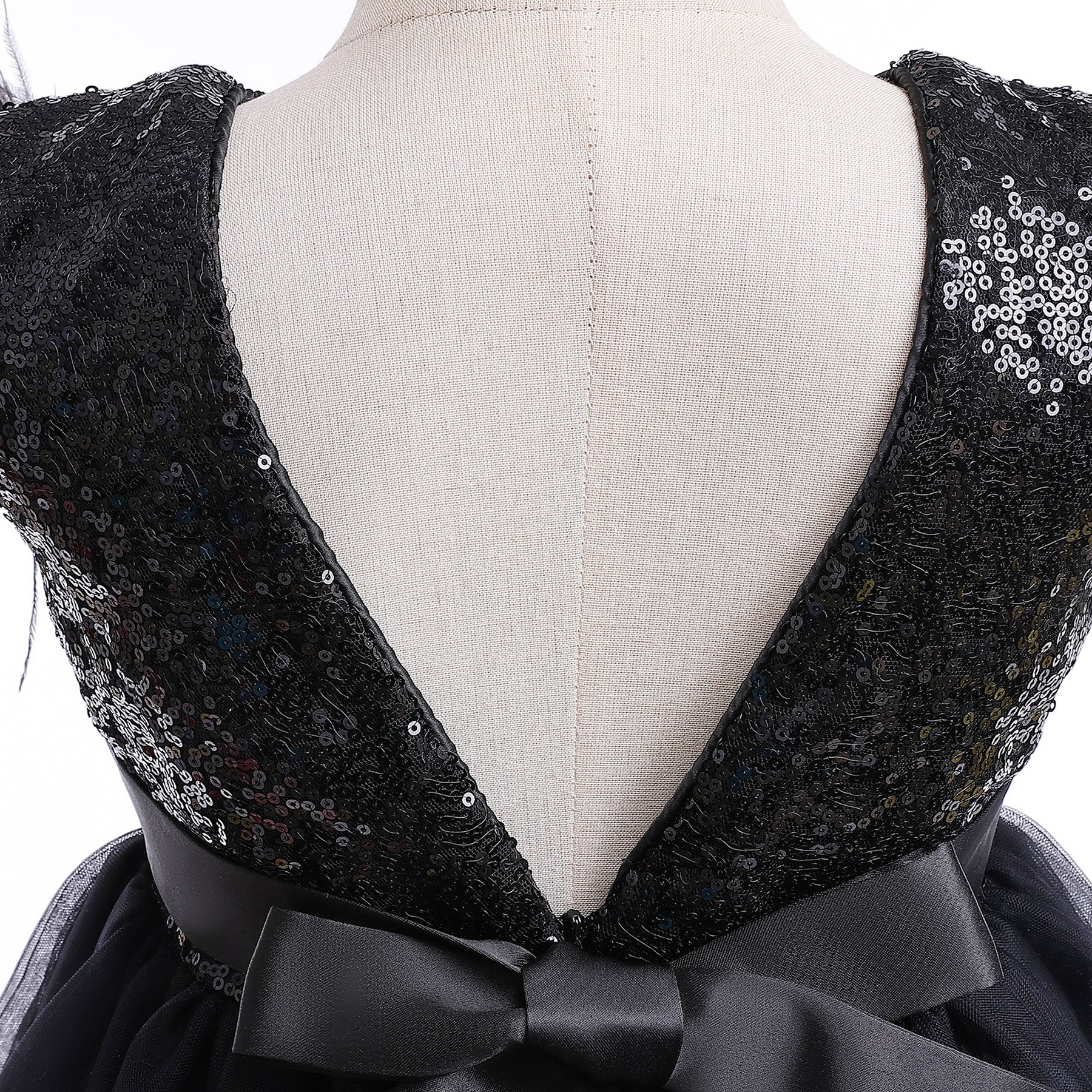 Black Embellished Round Neck Flutter Sleeves Fit & Flare Maxi Dress