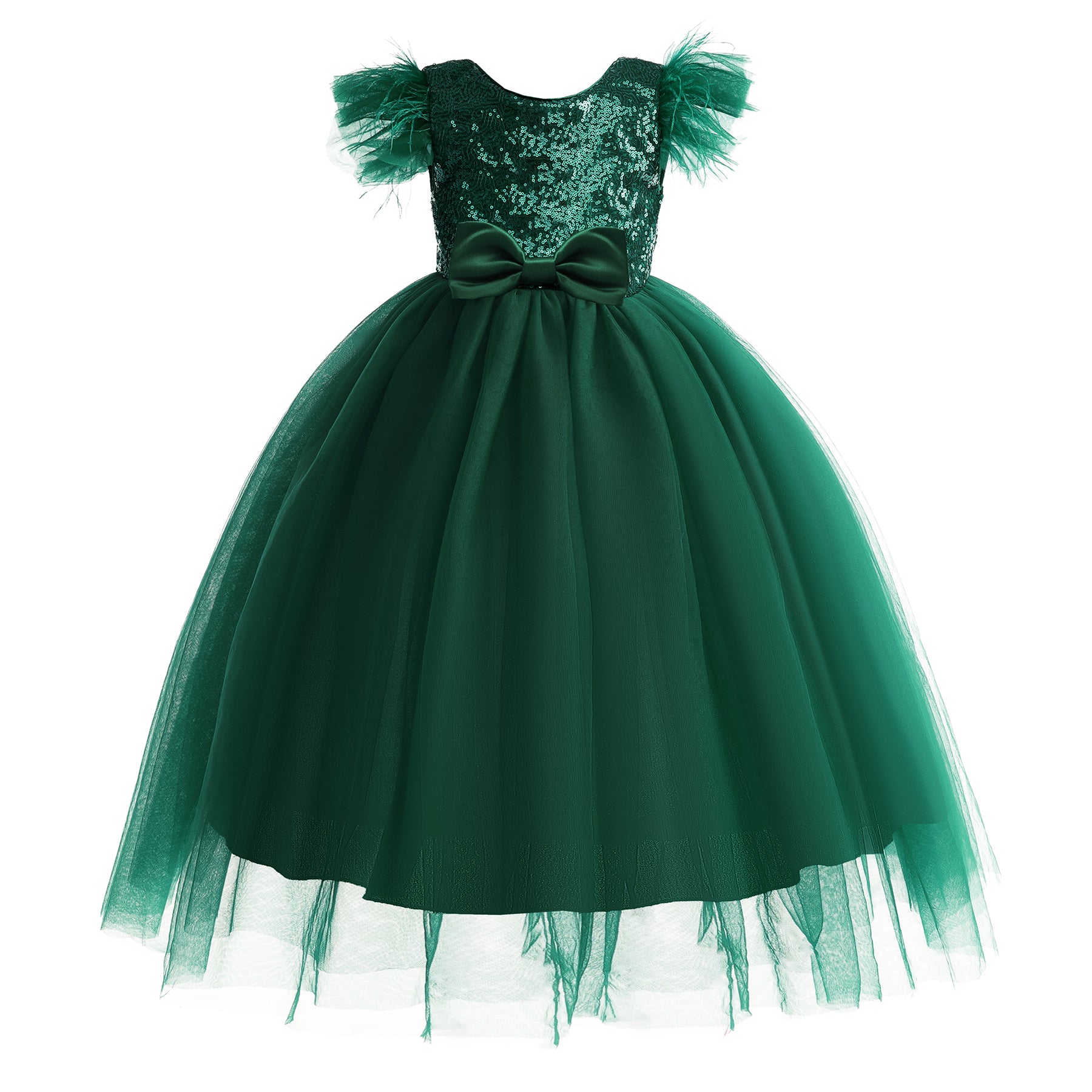 Green Embellished Sleeveless Bow Detail Balloon Maxi Dress
