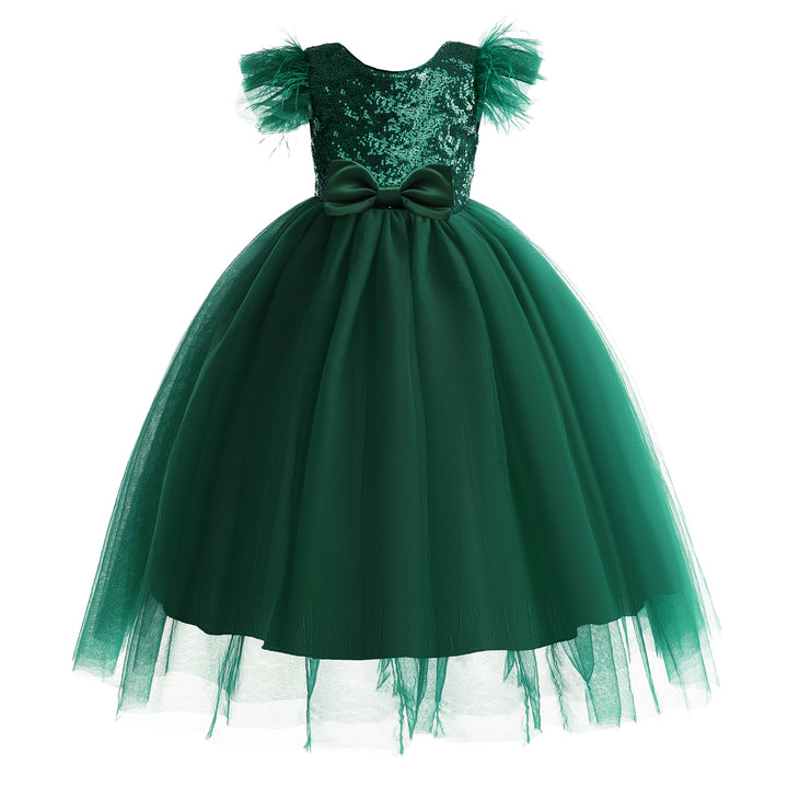 Green Embellished Sleeveless Bow Detail Balloon Maxi Dress