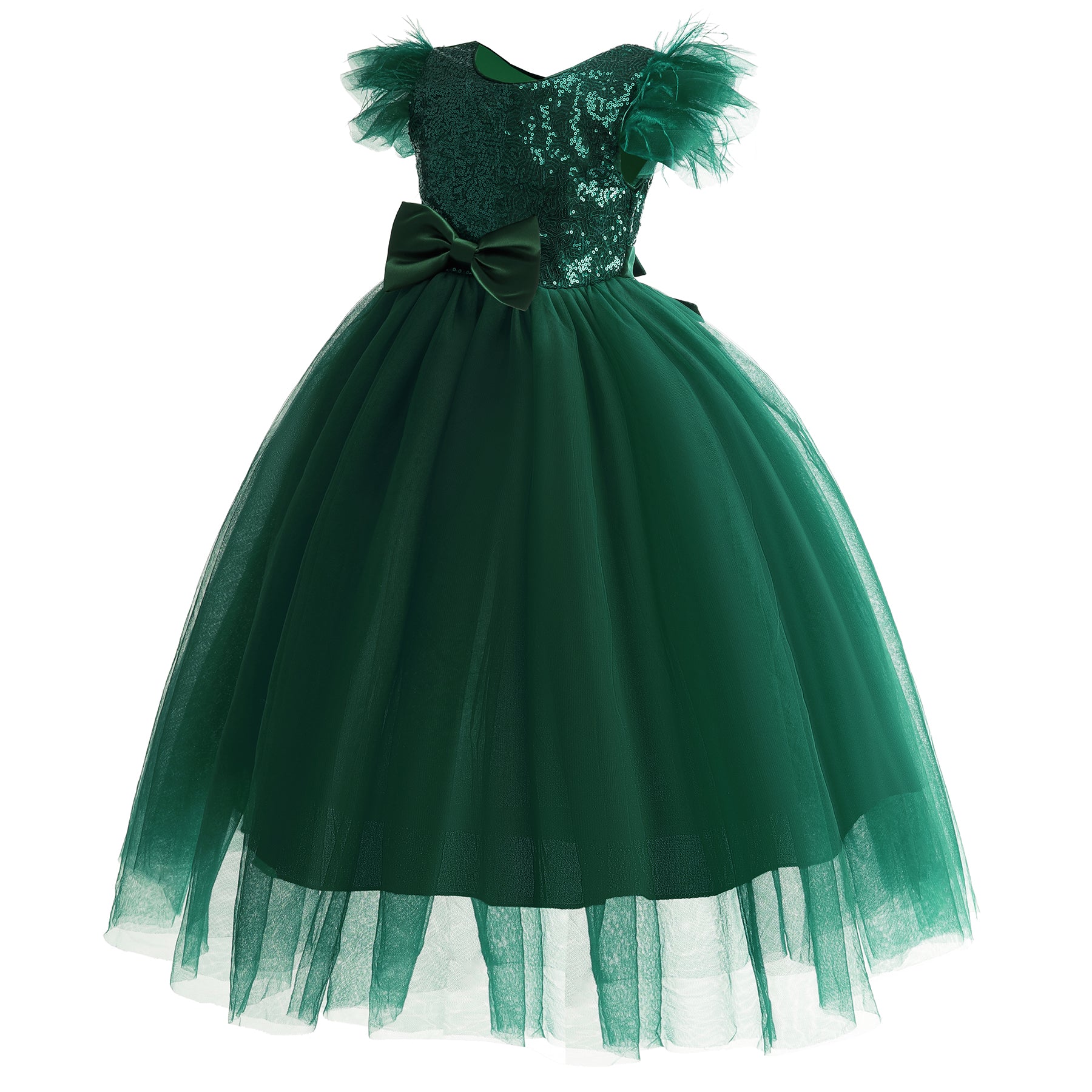 Green Embellished Sleeveless Bow Detail Balloon Maxi Dress