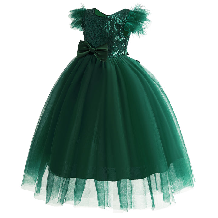 Green Embellished Sleeveless Bow Detail Balloon Maxi Dress