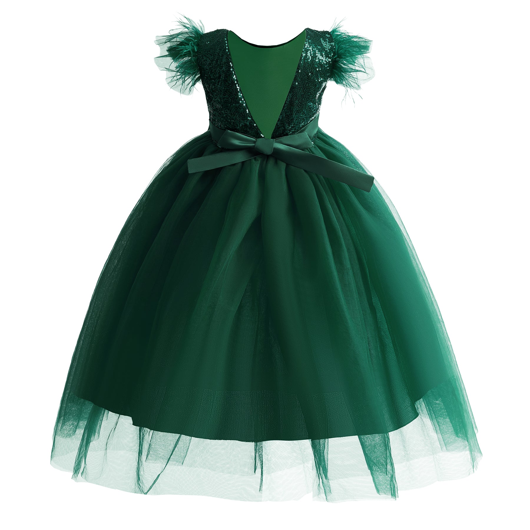 Green Embellished Sleeveless Bow Detail Balloon Maxi Dress