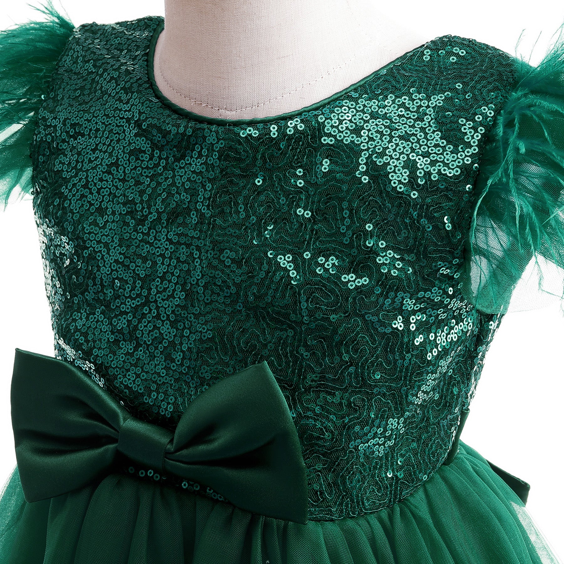 Green Embellished Sleeveless Bow Detail Balloon Maxi Dress