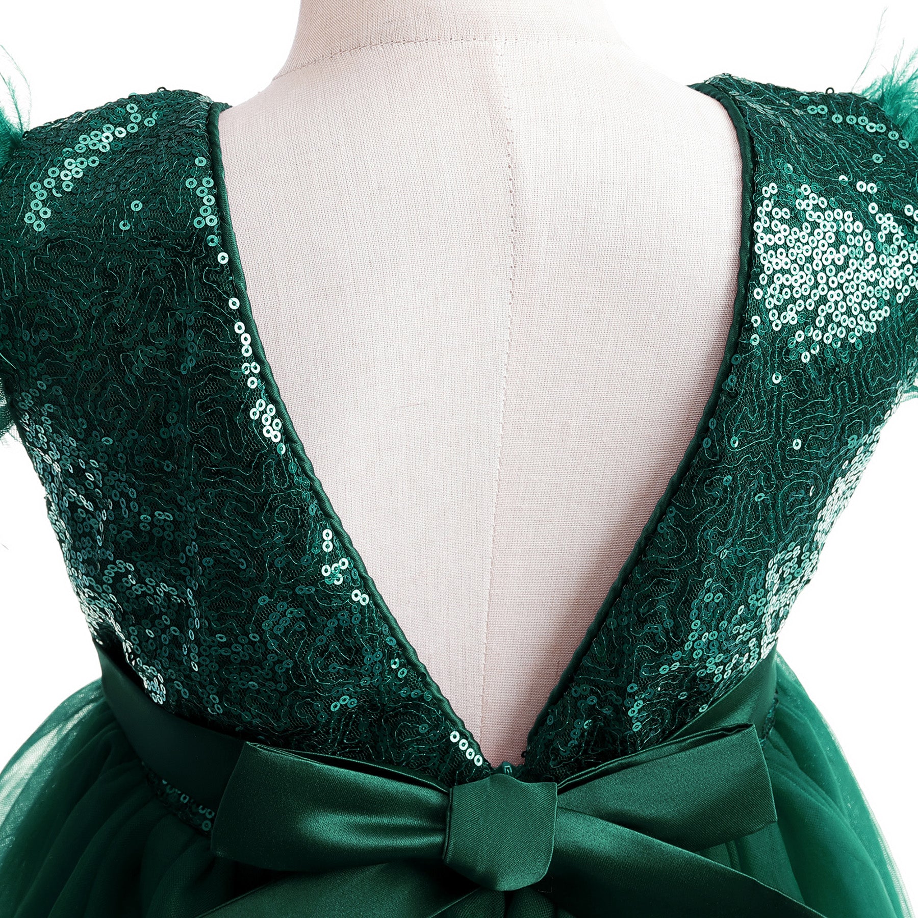 Green Embellished Sleeveless Bow Detail Balloon Maxi Dress