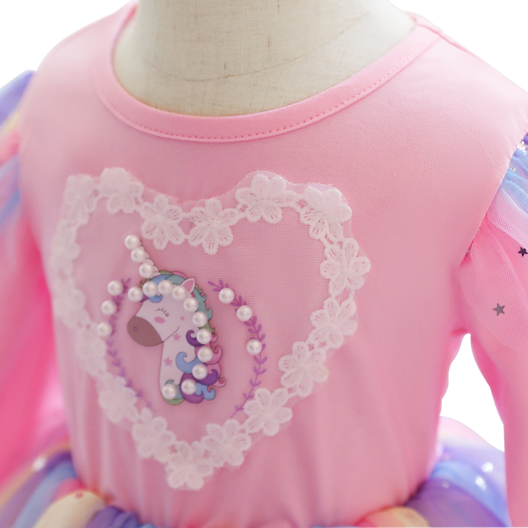 Girls Pink Embellished Ruffled Bell Sleeves Cotton Fit & Flare Dress