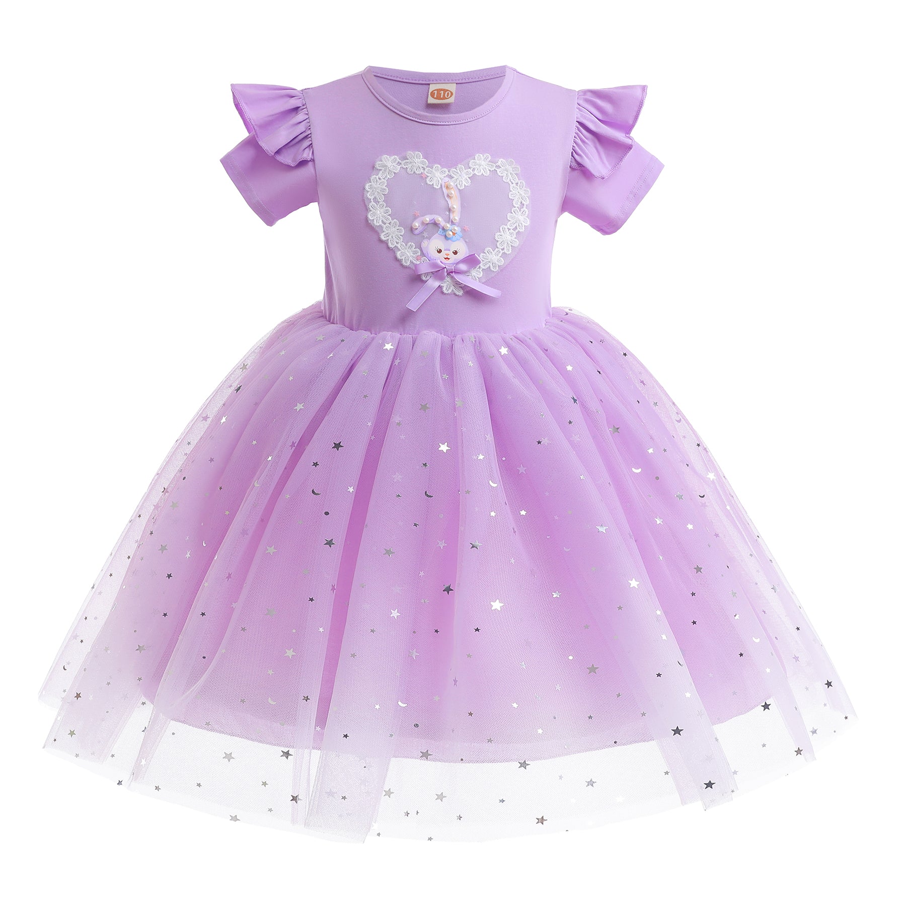 Purple Embellished Printed Flared Fit & Flare Dress