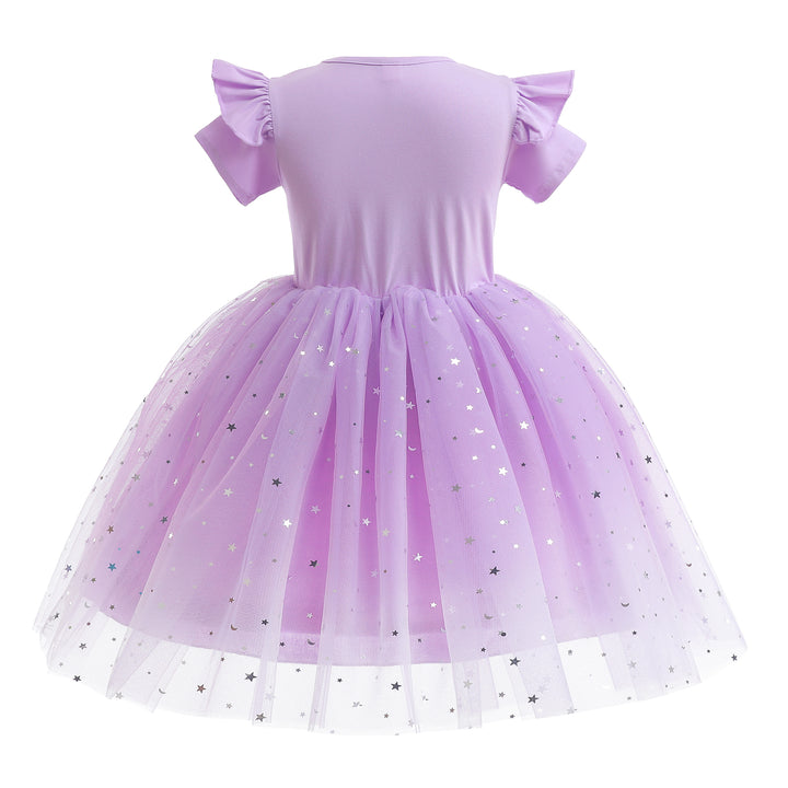 Purple Embellished Printed Flared Fit & Flare Dress