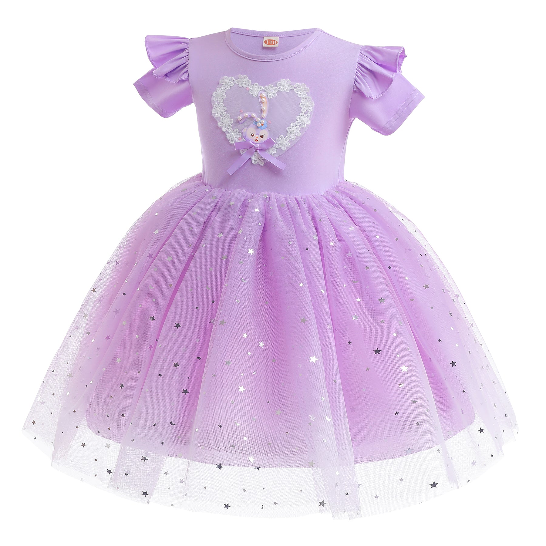 Purple Embellished Printed Flared Fit & Flare Dress