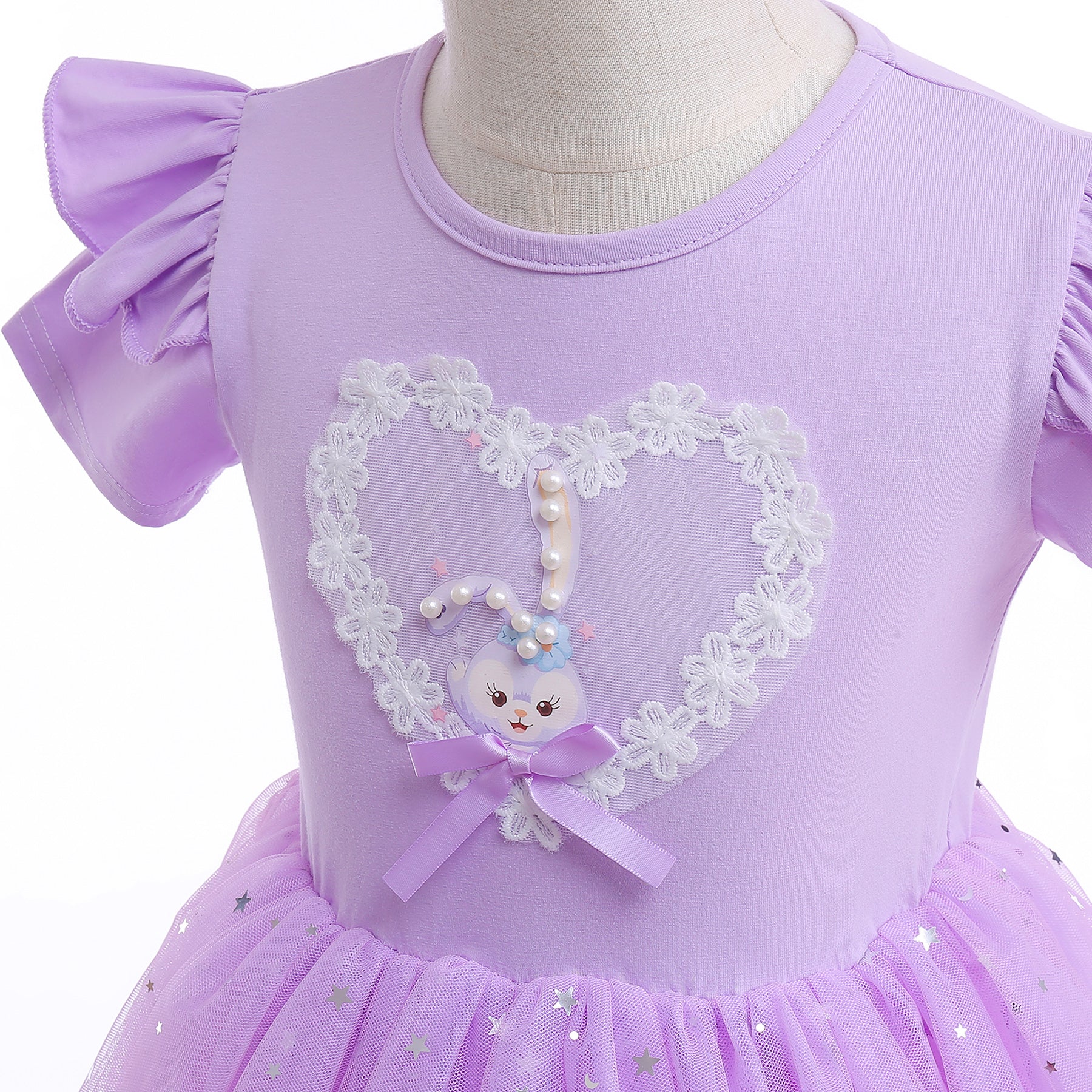 Purple Embellished Printed Flared Fit & Flare Dress