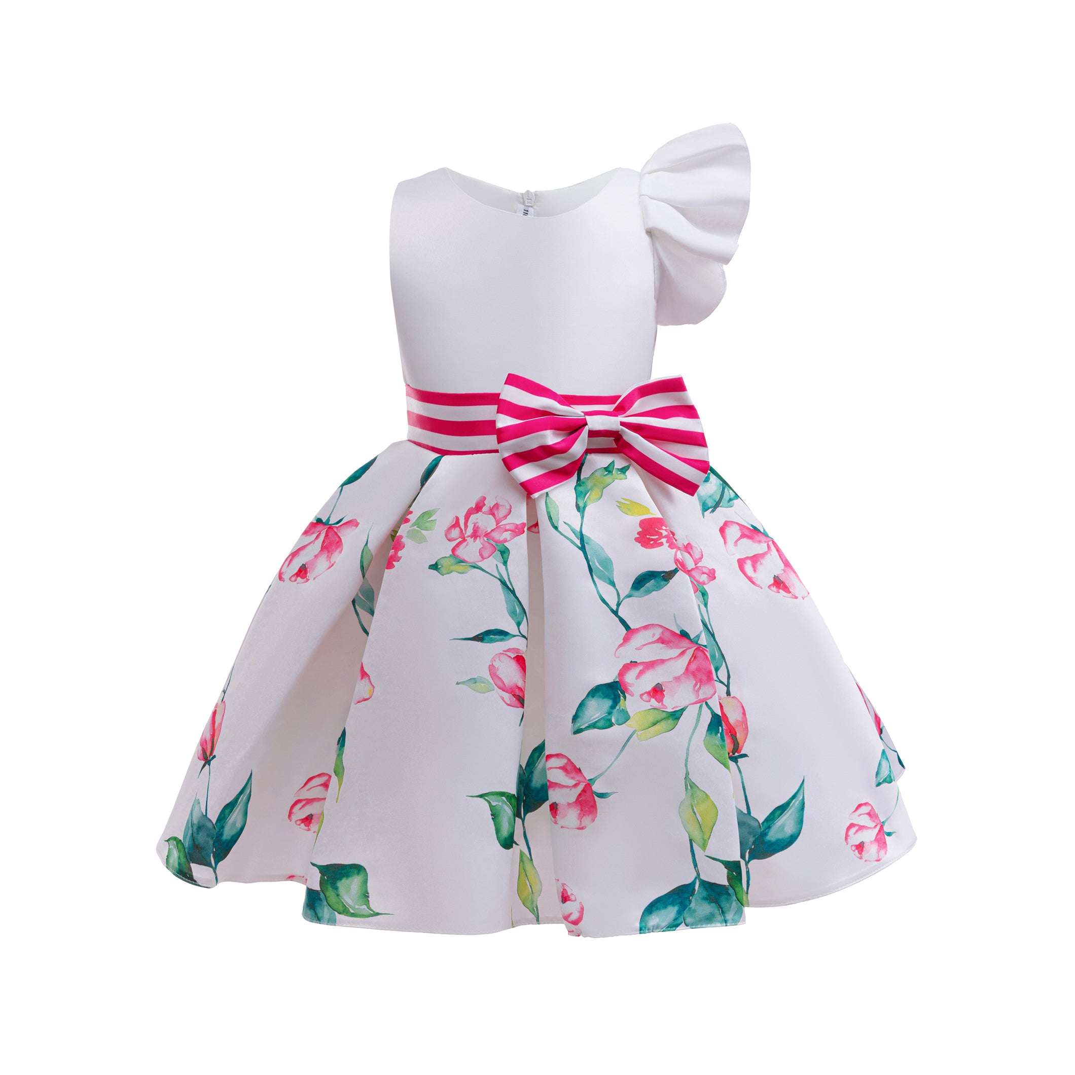 Kids-Girls Floral Print Fit & Flare Midi Dress
