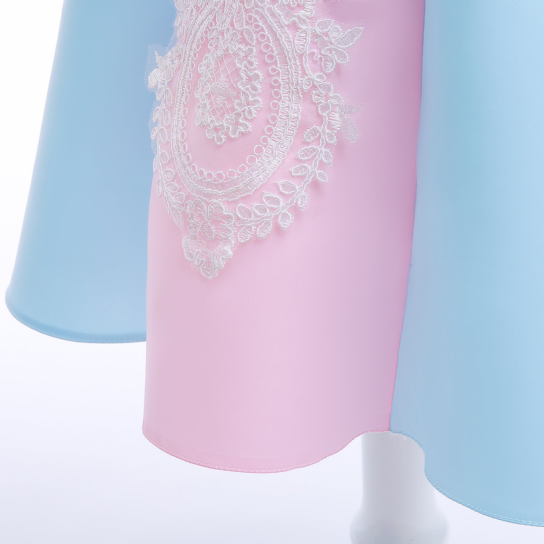 Blue & Pink Girls Ethnic Motifs Embroidered Fit & Flare Maxi Dress