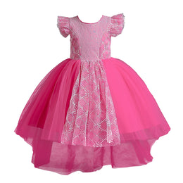 Girls Fuchsia Self Design Maxi Dress