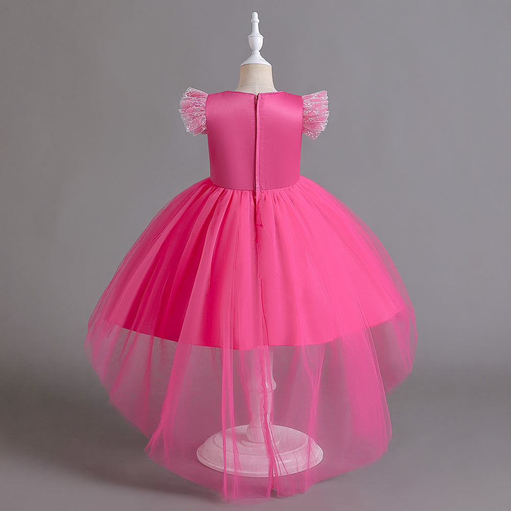 Girls Fuchsia Self Design Maxi Dress