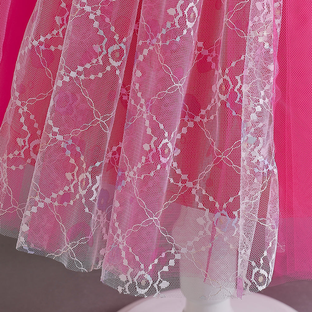 Girls Fuchsia Self Design Maxi Dress