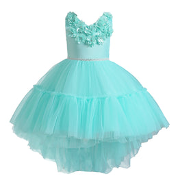 Green Embellished V-Neck Sleeveless Tiered Balloon Maxi Dress