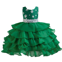 Green Floral Printed Layered Maxi Dress