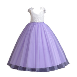 Purple Embellished Fit and Flare Maxi Dress