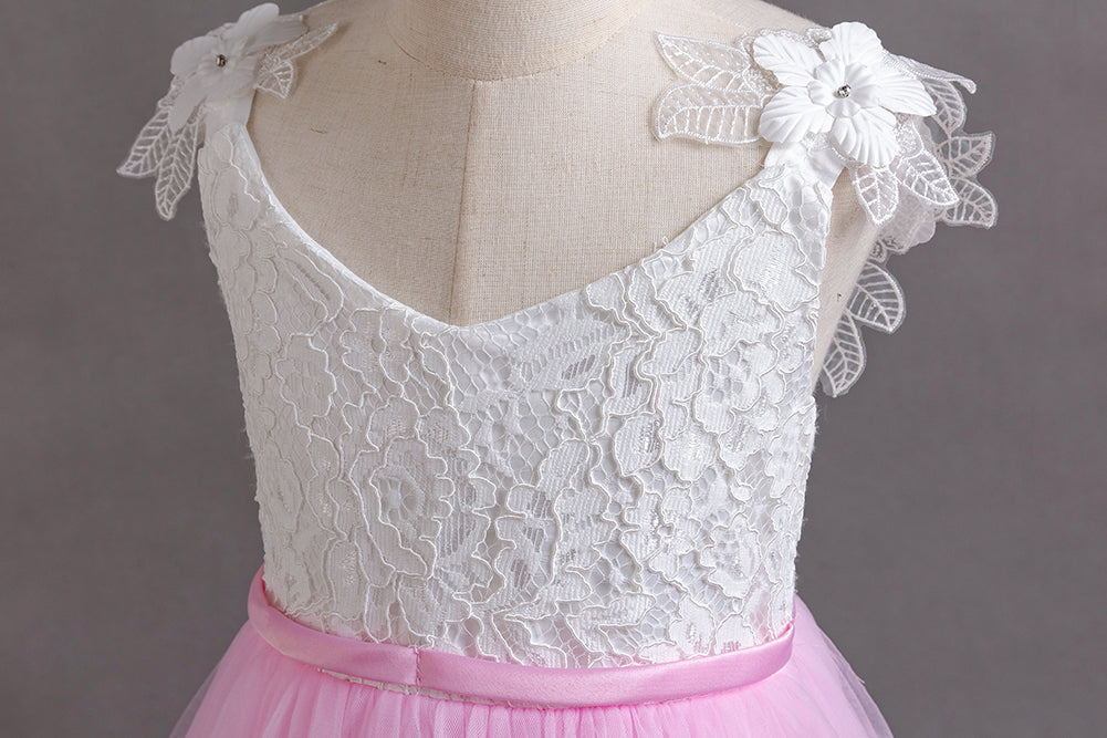 Girls Pink Self Design Maxi Dress